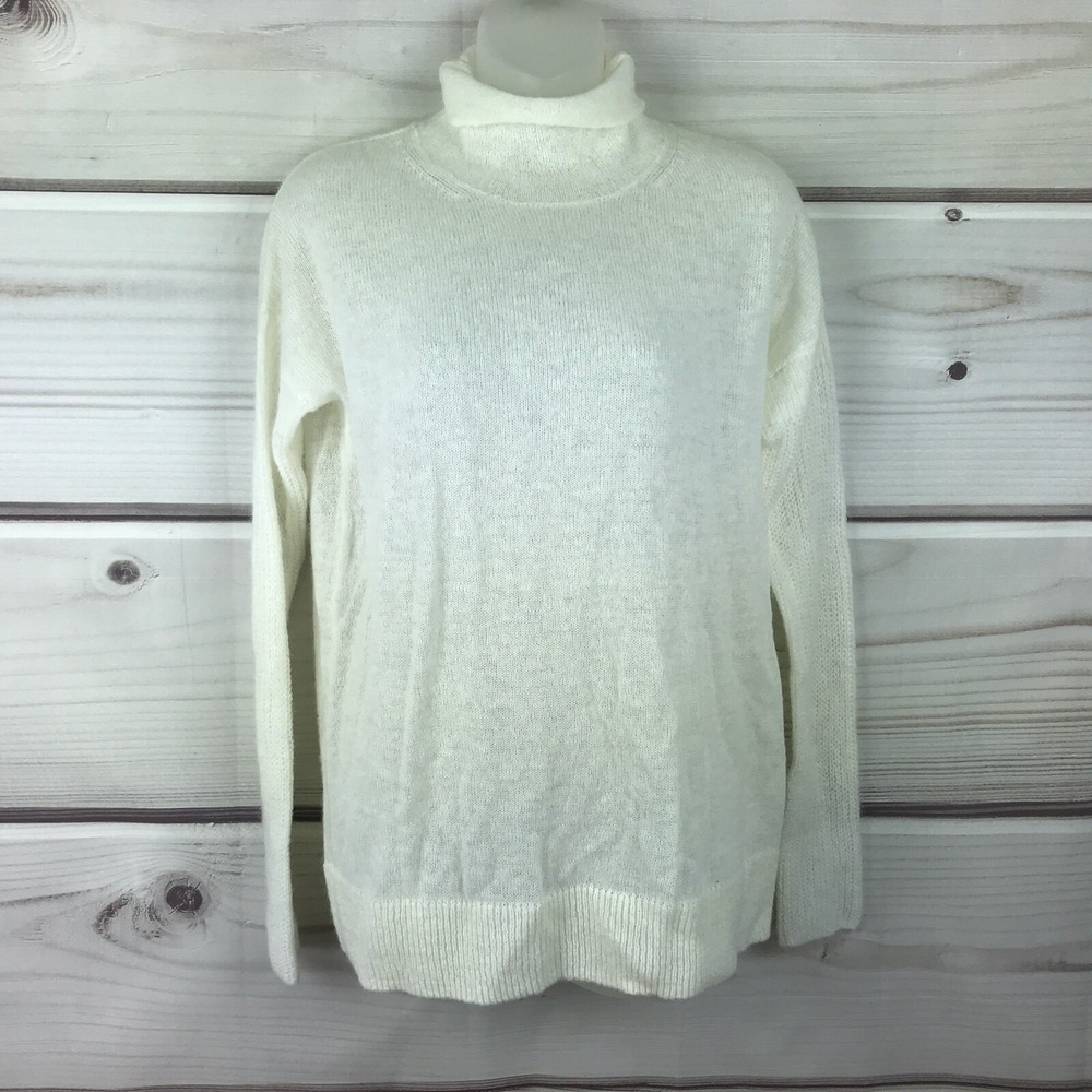 J Crew Sweater Women S Ivory Drop Shoulder Turtleneck Lightweight Solid Pullover